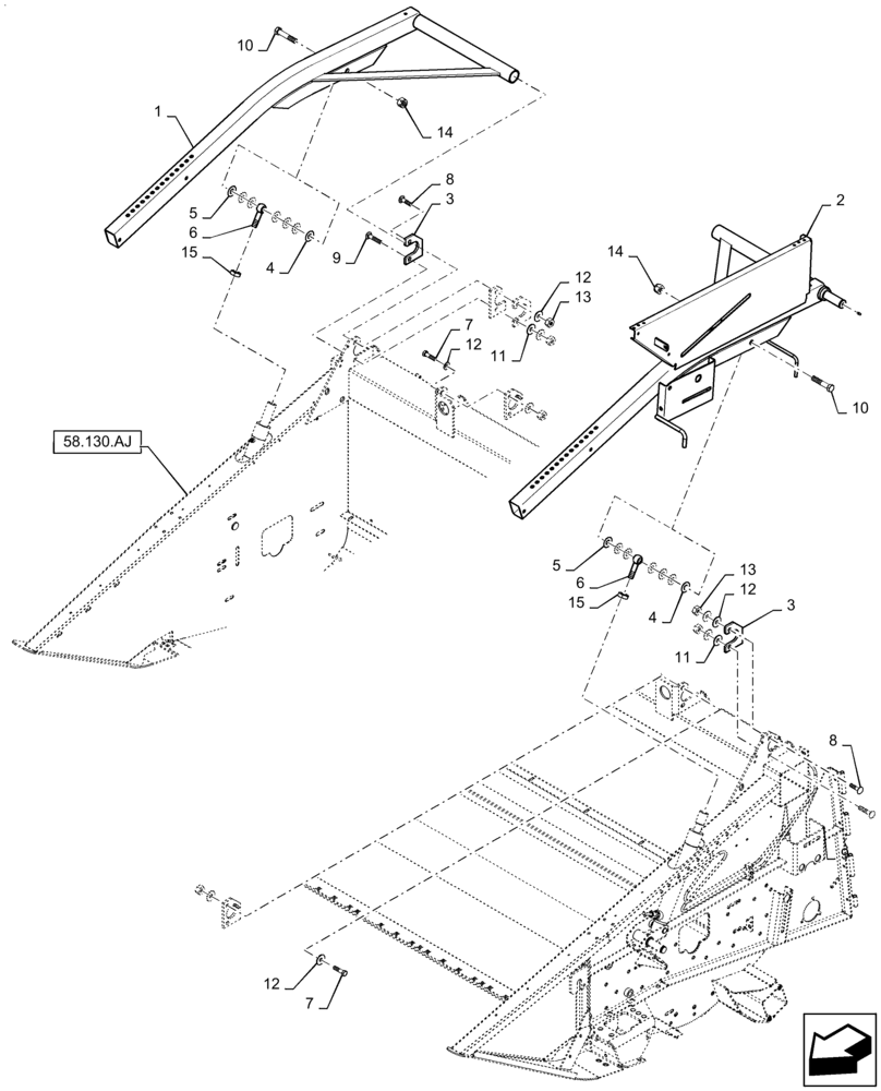 Схема запчастей Case IH 2060-15 - (58.101.AQ) - REEL ARM, 15FT (58) - ATTACHMENTS/HEADERS