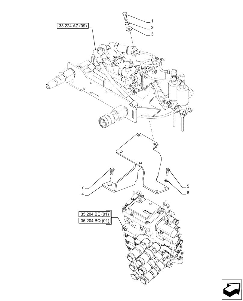 Схема запчастей Case IH PUMA 185 CVT - (33.224.AZ[11]) - VAR - 758043 - TRAILER BRAKE VALVE (33) - BRAKES & CONTROLS