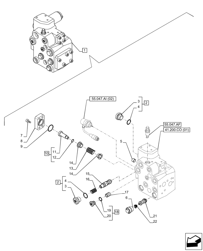 Схема запчастей Case IH PUMA 185 - (41.200.CO[03]) - VAR - 758267, 758271, 758275, 758278 - FAST STEER, CONTROL VALVE, COMPONENTS (41) - STEERING
