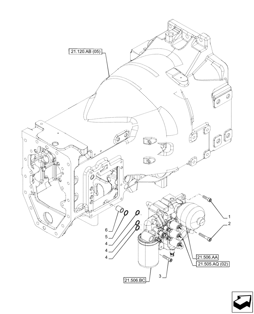 Схема запчастей Case IH PUMA 165 CVT - (21.505.AQ[01]) - VAR - 391138, 758022 - TRANSMISSION CONTROL VALVE (21) - TRANSMISSION