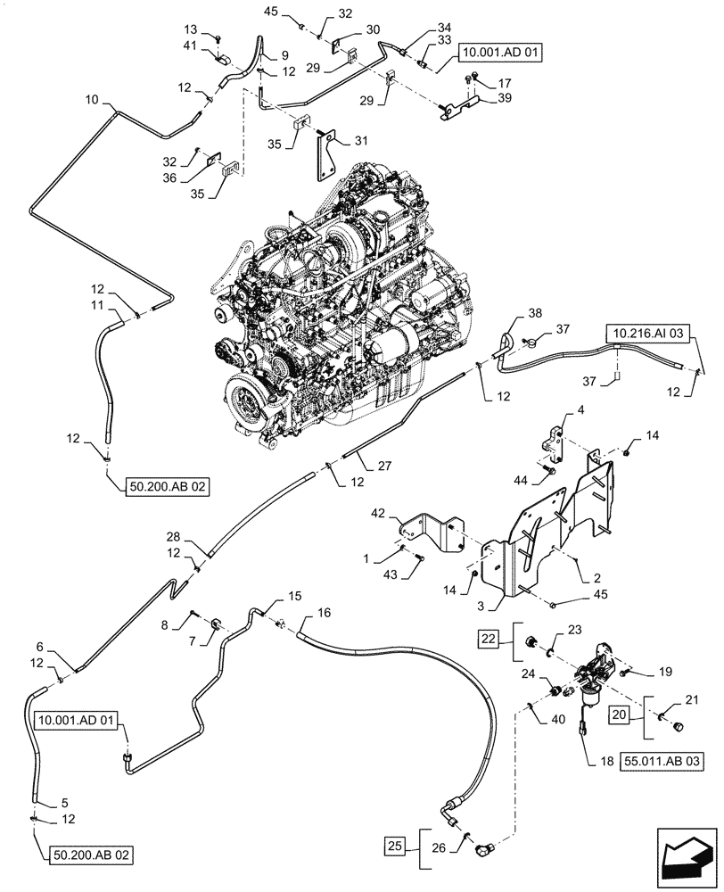 Схема запчастей Case IH MAGNUM 340 - (10.210.AO[01]) - FUEL PUMP, FUEL LINE (10) - ENGINE
