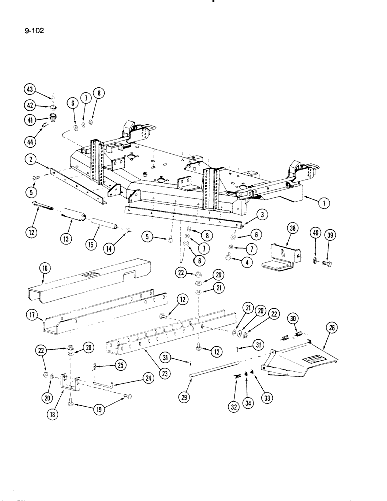 Схема запчастей Case IH 60FMS - (9-102) - MOWER DECK, 60FMS MOWER (03) - CHASSIS/MOUNTED EQUIPMENT