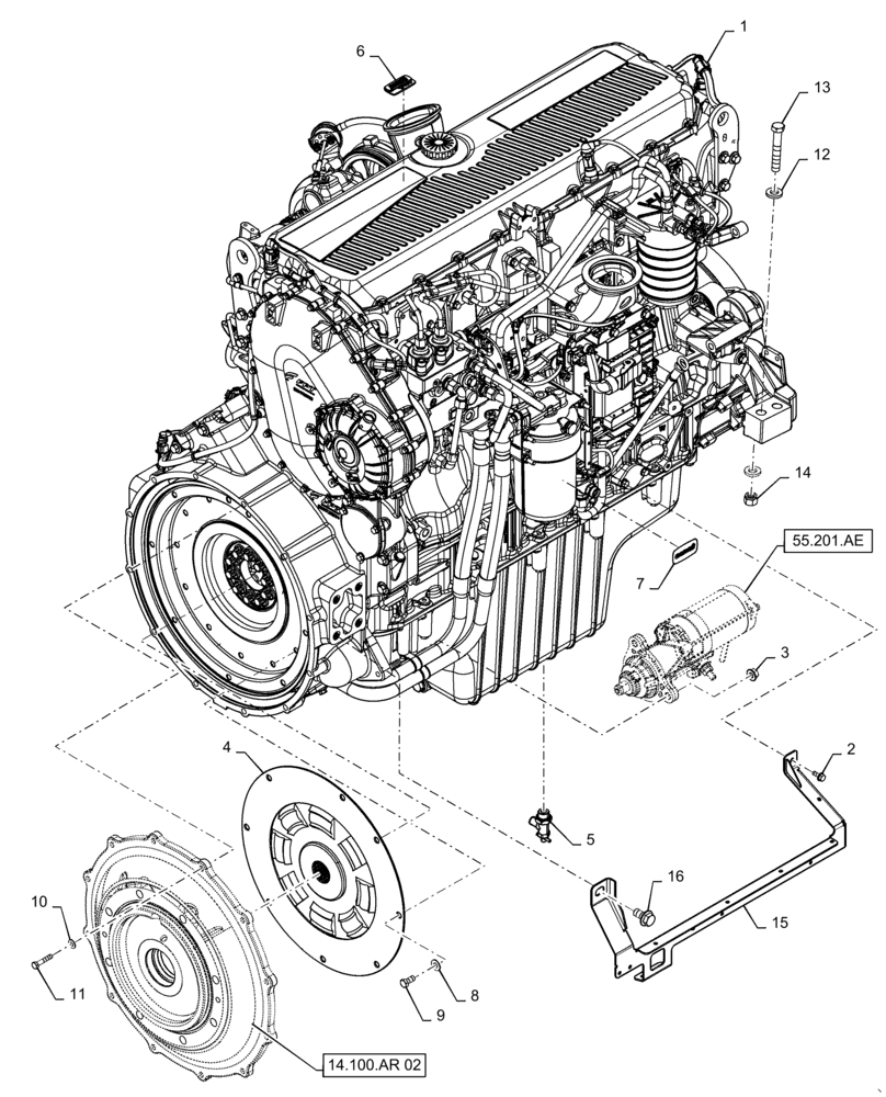Схема запчастей Case IH 8240 - (18.112.AC) - DAMPER, FLYWHEEL, PTO ASSY, ENGINE (18) - CLUTCH