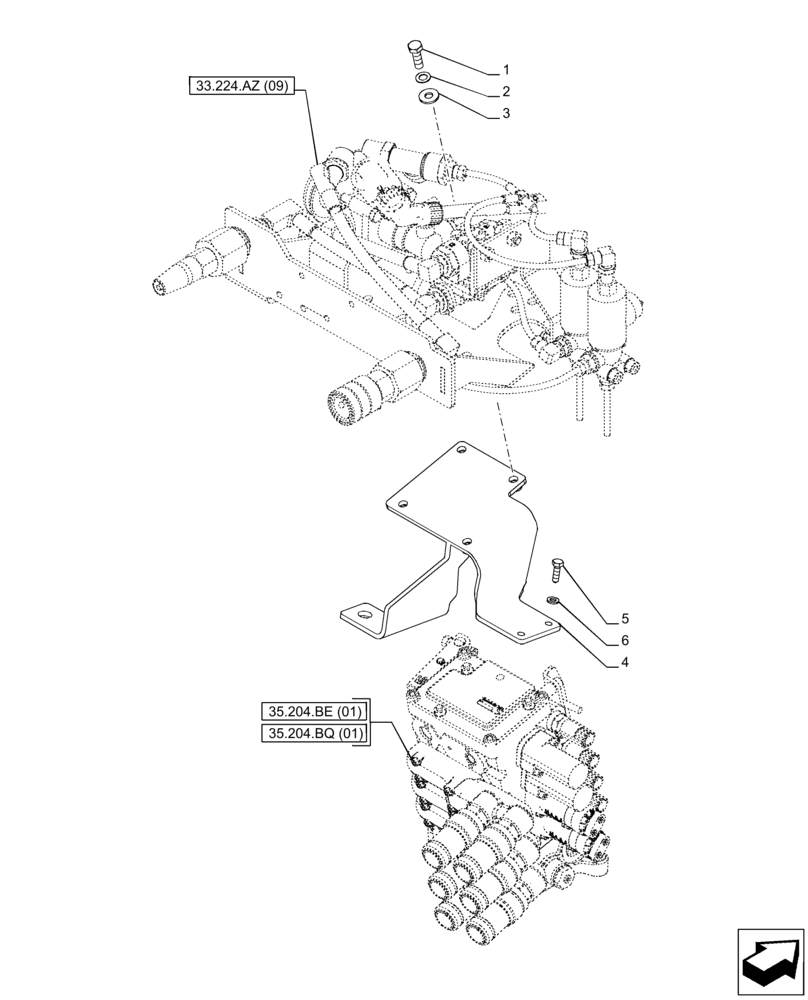 Схема запчастей Case IH PUMA 200 - (33.224.AZ[08]) - VAR - 758043, 758044 - TRAILER BRAKE VALVE (33) - BRAKES & CONTROLS