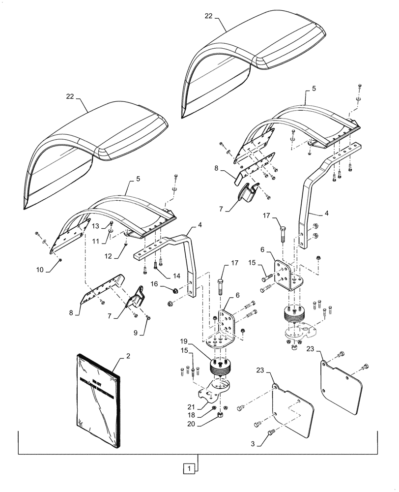 Схема запчастей Case IH MAGNUM 310 - (90.116.AC[03]) - VAR- 429361 - FRONT FENDERS & FENDER MOUNTING PARTS - EXTRA WIDE (90) - PLATFORM, CAB, BODYWORK AND DECALS