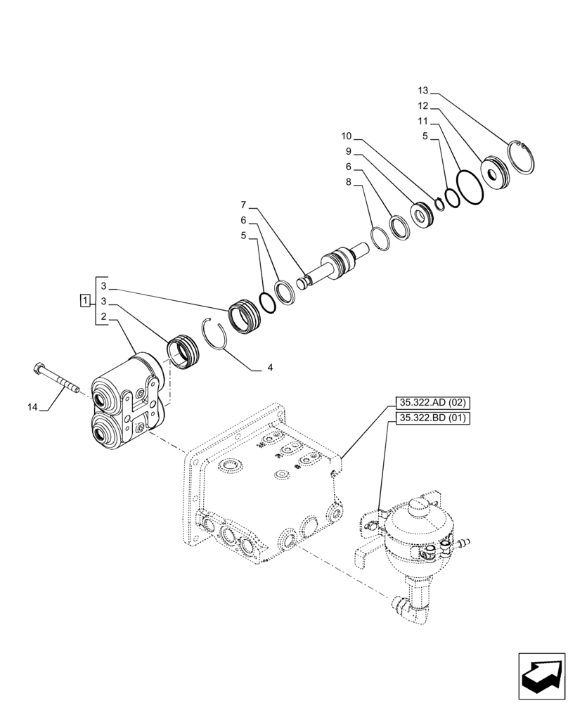 Схема запчастей Case IH PUMA 150 - (35.322.AD[03]) - VAR - 391136, 758011, 758012, 758013, 758014, 758015, 758016 - LOW PRESSURE, MANIFOLD (35) - HYDRAULIC SYSTEMS