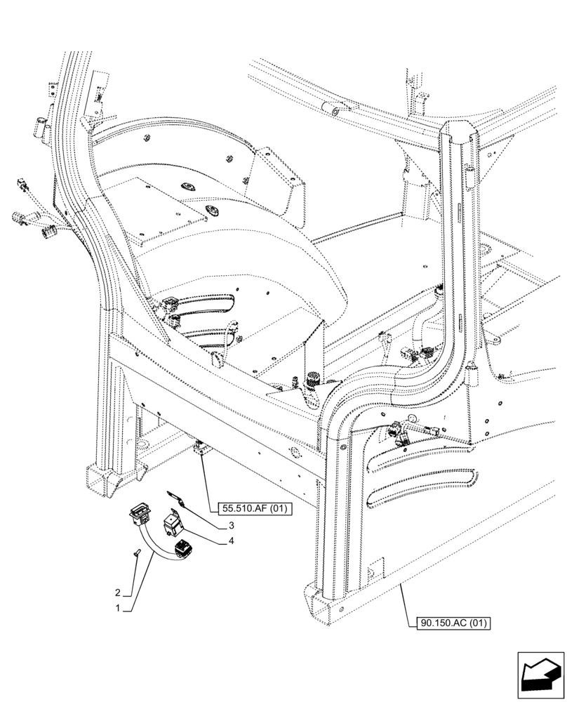 Схема запчастей Case IH PUMA 185 - (55.032.AC[01]) - VAR - 391147 - TRAILER BRAKE, HARNESS (55) - ELECTRICAL SYSTEMS