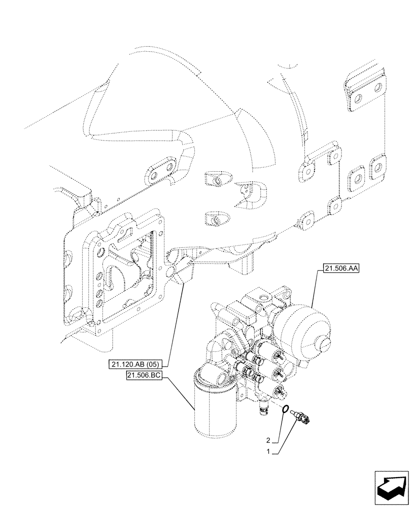 Схема запчастей Case IH PUMA 150 CVT - (55.022.AB[04]) - VAR - 391138, 758022 - TRANSMISSION, TEMPERATURE SWITCH (55) - ELECTRICAL SYSTEMS