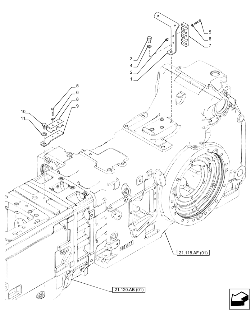 Схема запчастей Case IH PUMA 150 - (35.322.AY[07]) - VAR - 391136, 758011, 758012, 758013, 758014, 758015 - TRANSMISSION, LOW PRESSURE, BRACKET (35) - HYDRAULIC SYSTEMS