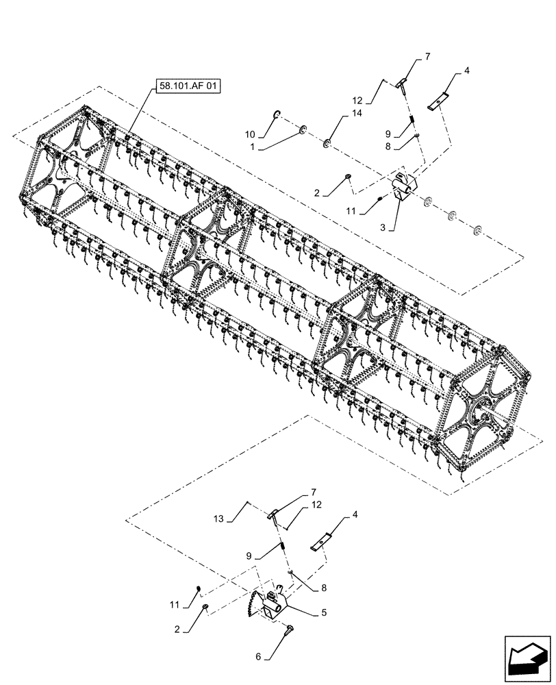 Схема запчастей Case IH 2060-15 - (58.105.AY[01]) - REEL SUPPORT, 15FT (58) - ATTACHMENTS/HEADERS