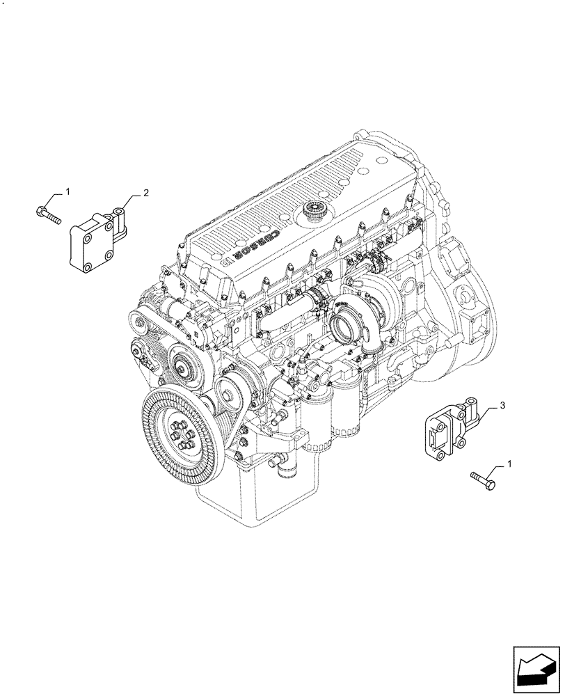 Схема запчастей Case IH F3GFE613A B001 - (10.001.AO) - ENGINE BLOCK REAR SUPPORT (10) - ENGINE