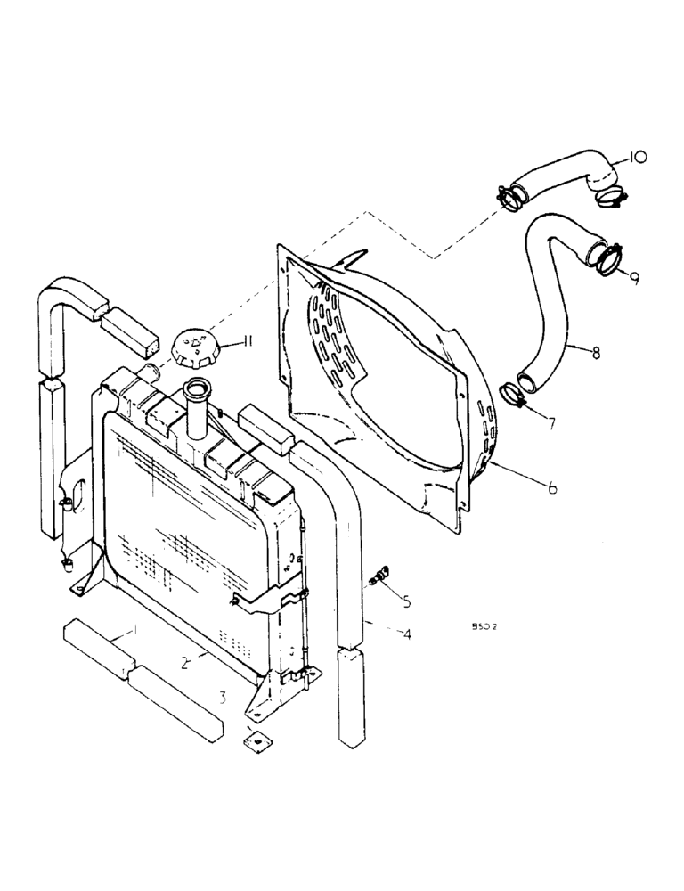 Схема запчастей Case IH 584 - (06-004) - RADIATOR AND CONNECTIONS Cooling