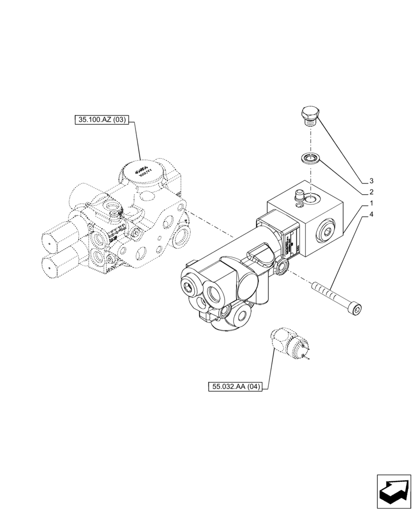 Схема запчастей Case IH PUMA 185 CVT - (33.220.AM[03]) - VAR - 758042 - BRAKE VALVE (33) - BRAKES & CONTROLS