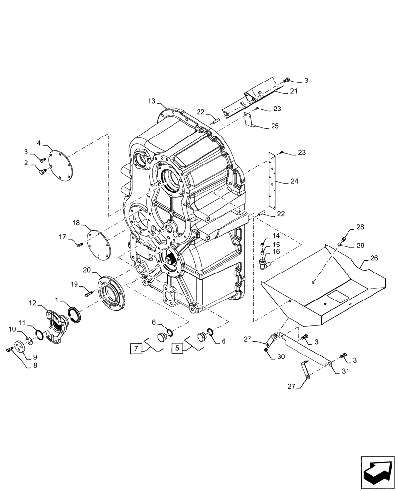Схема запчастей Case IH QUADTRAC 620 - (21.113.AD[06]) - TRANSMISSION REAR YOKE, PS6, 9C, 500 SCRAPER, 540 SCRAPER, 580, 620, BSN ZFF308000 (21) - TRANSMISSION