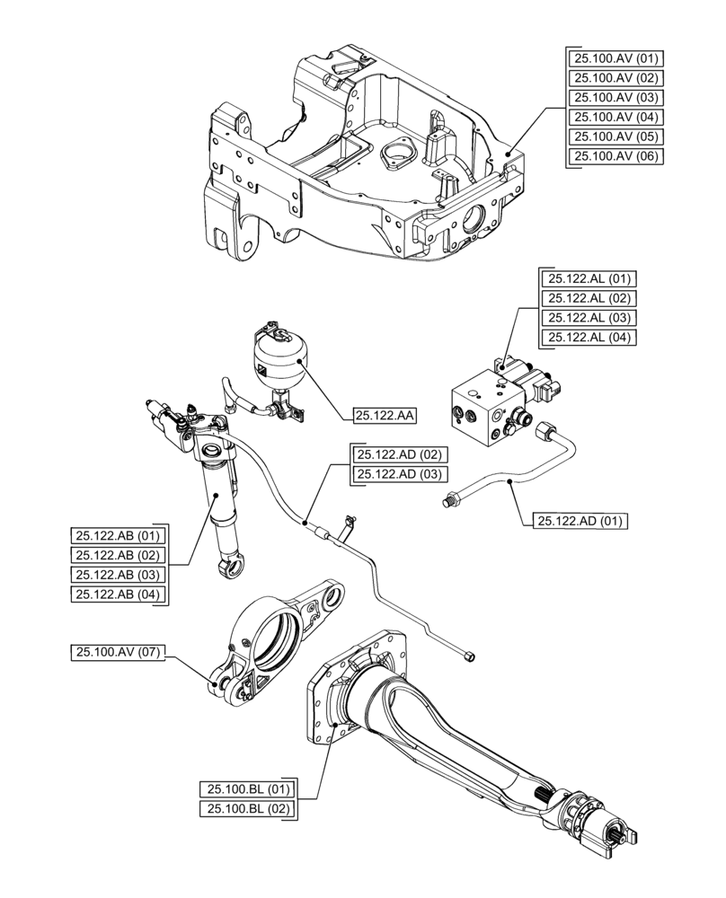 Схема запчастей Case IH PUMA 220 - (00.000.25[05]) - PICTORIAL INDEX - FRONT AXLE SYSTEM (00) - GENERAL & PICTORIAL INDEX