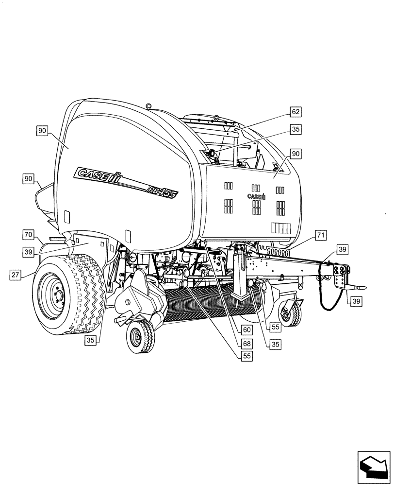 Схема запчастей Case IH RB455 - (00.000.00[01]) - PICTORIAL INDEX - MAIN SECTIONS (00) - GENERAL & PICTORIAL INDEX