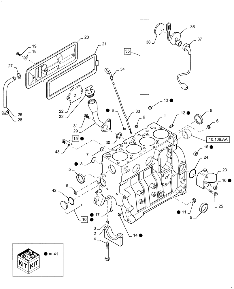 Схема запчастей Case IH RP65 - (10.001.AD[01]) - CYLINDER BLOCK & RELATED PARTS (10) - ENGINE