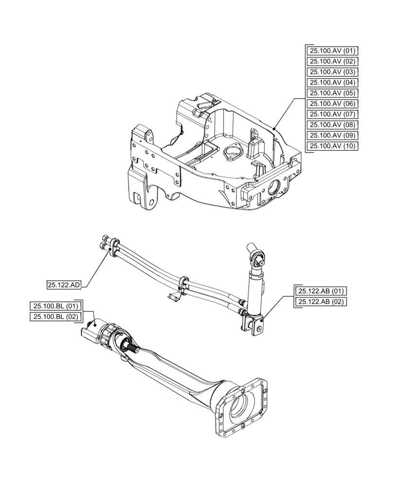 Схема запчастей Case IH PUMA 165 - (00.000.25[06]) - PICTORIAL INDEX - FRONT AXLE SYSTEM (00) - GENERAL & PICTORIAL INDEX
