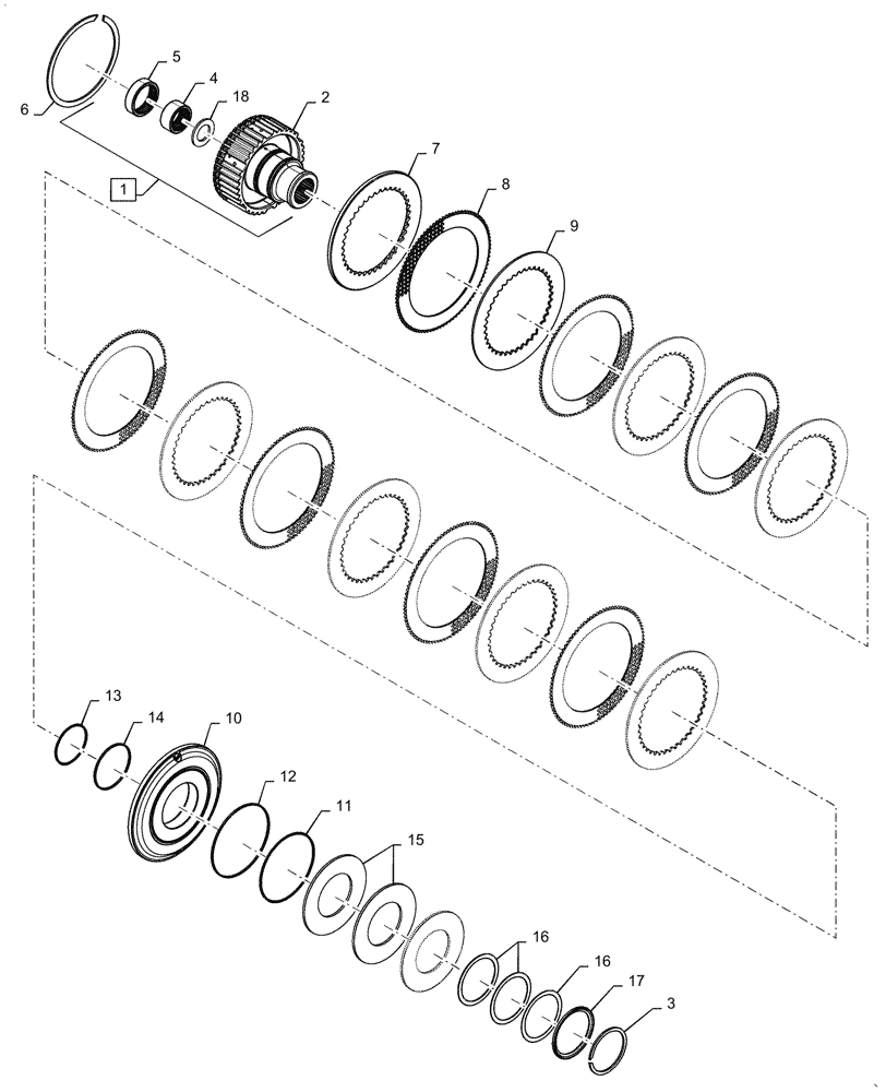 Схема запчастей Case IH MAGNUM 370 - (21.507.AF[04]) - MFD CLUTCH ASSY - CL 5 - 7 PLATE (21) - TRANSMISSION