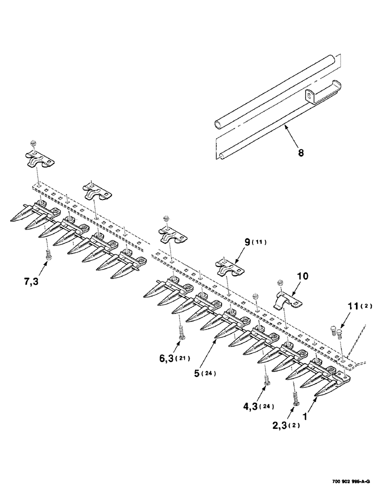 Схема запчастей Case IH 8350 - (3-12) - HOLDDOWN AND GUARD ASSEMBLY, SUPER EXTENDED TANG (09) - CHASSIS