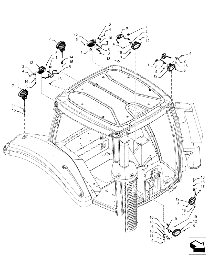 Схема запчастей Case IH MAGNUM 280 - (55.404.BS[14]) - VAR - 429293, 429425 - LED LIGHTING - ASN ZERF08100 (55) - ELECTRICAL SYSTEMS