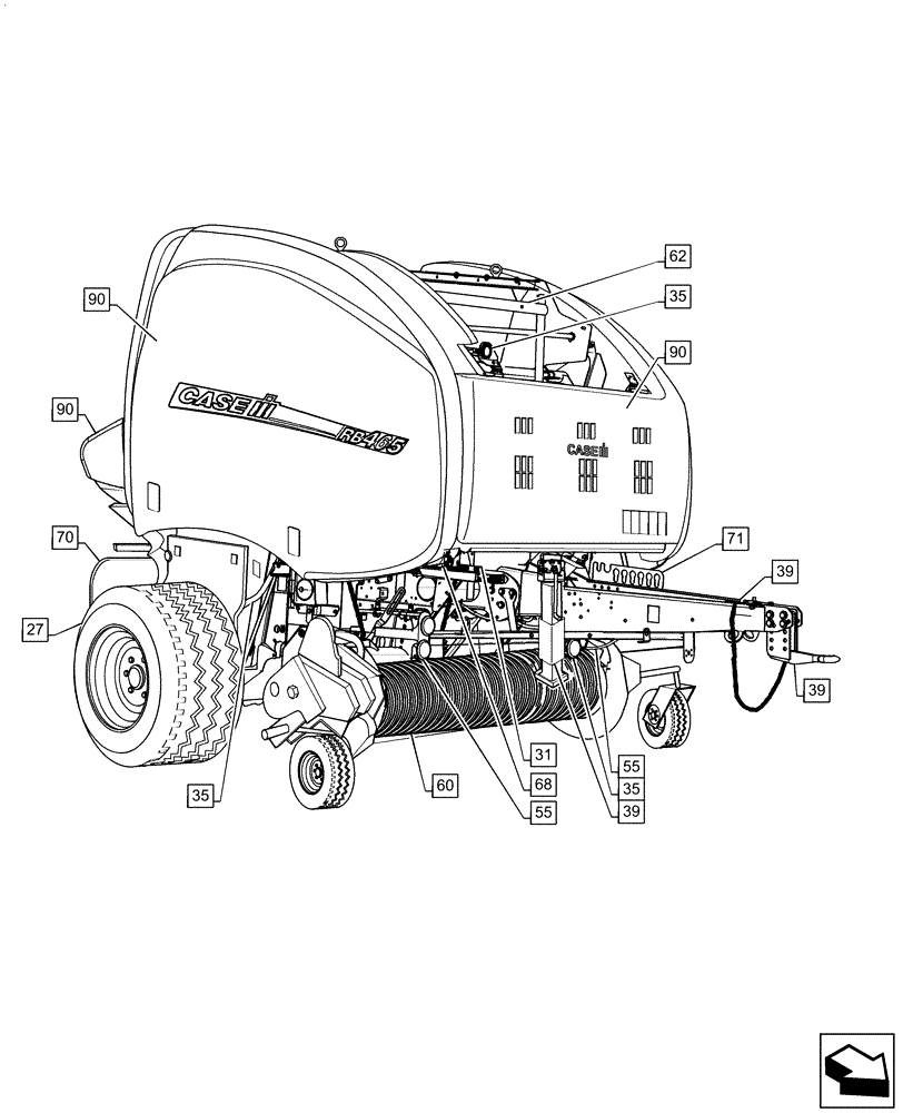 Схема запчастей Case IH RB465 - (00.000.00[02]) - PICTORIAL INDEX - MAIN SECTIONS (00) - GENERAL & PICTORIAL INDEX