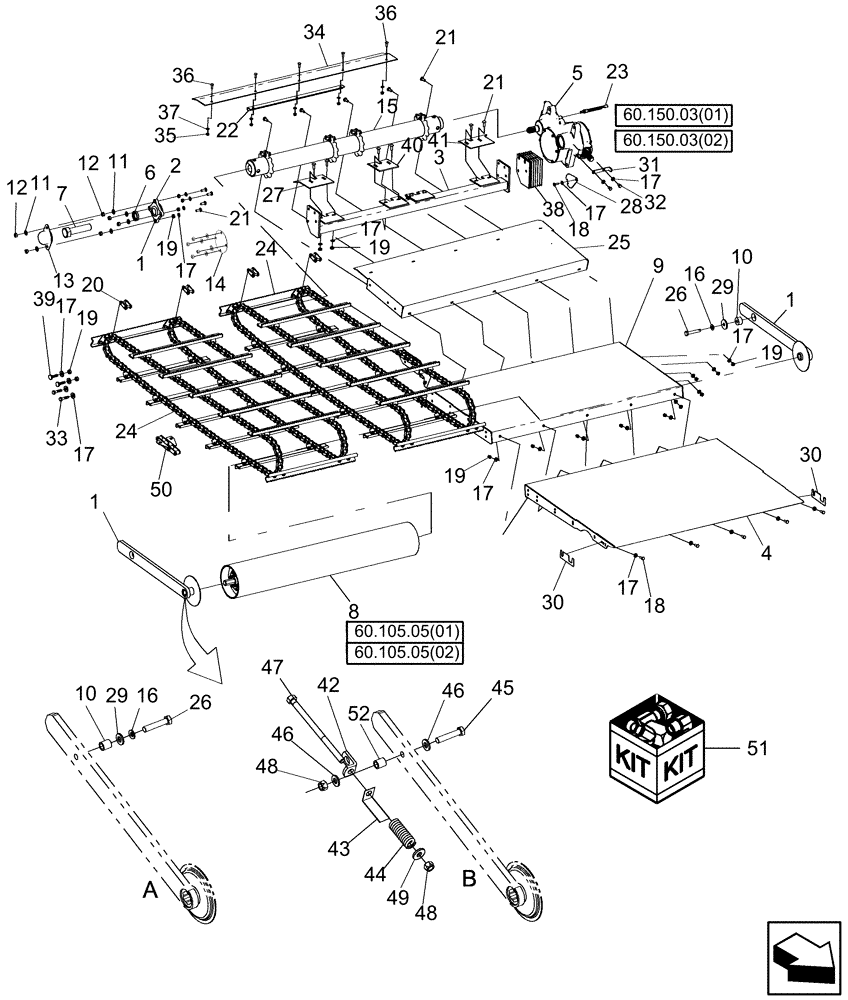 Схема запчастей Case IH 8010 - (60.110.06[01]) - FEEDER FLOOR AND CHAINS - WITHOUT ROCK TRAP - 7010/8010 (Apr 30 2010 1:34PM) (60) - PRODUCT FEEDING