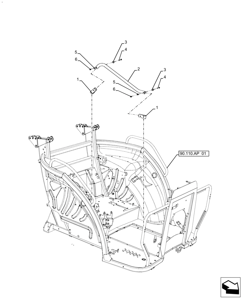 Схема запчастей Case IH FARMALL 130A - (90.118.AX[01]) - VAR - 390460 - HANDRAIL (90) - PLATFORM, CAB, BODYWORK AND DECALS