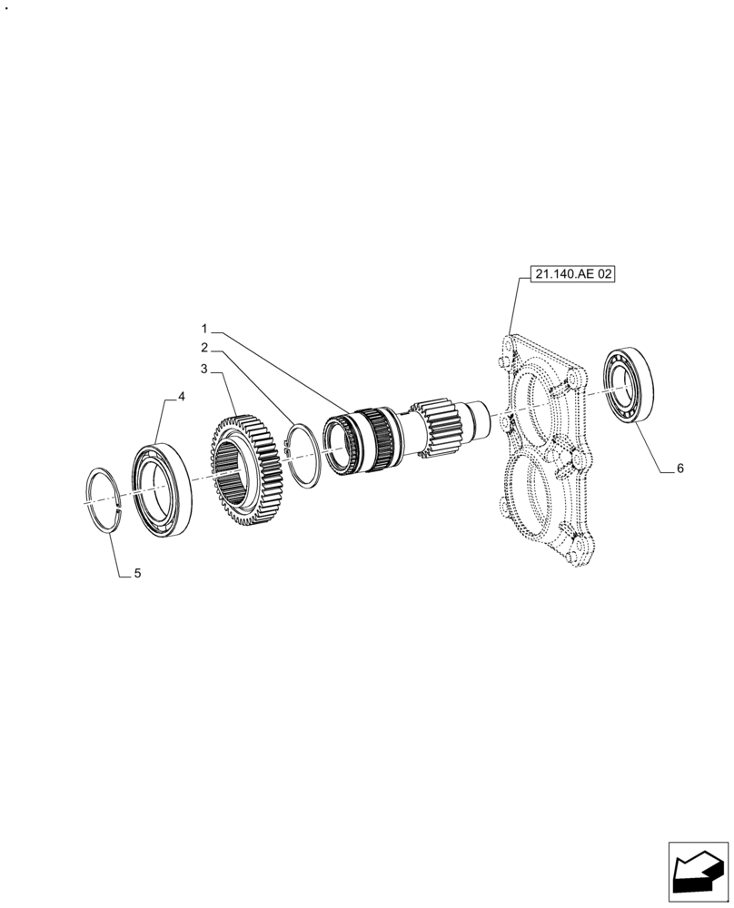Схема запчастей Case IH FARMALL 120A - (21.140.AE[01]) - VAR - 391266, 337280 - GEARS & SHAFT 30 KPH/40 KPH (21) - TRANSMISSION