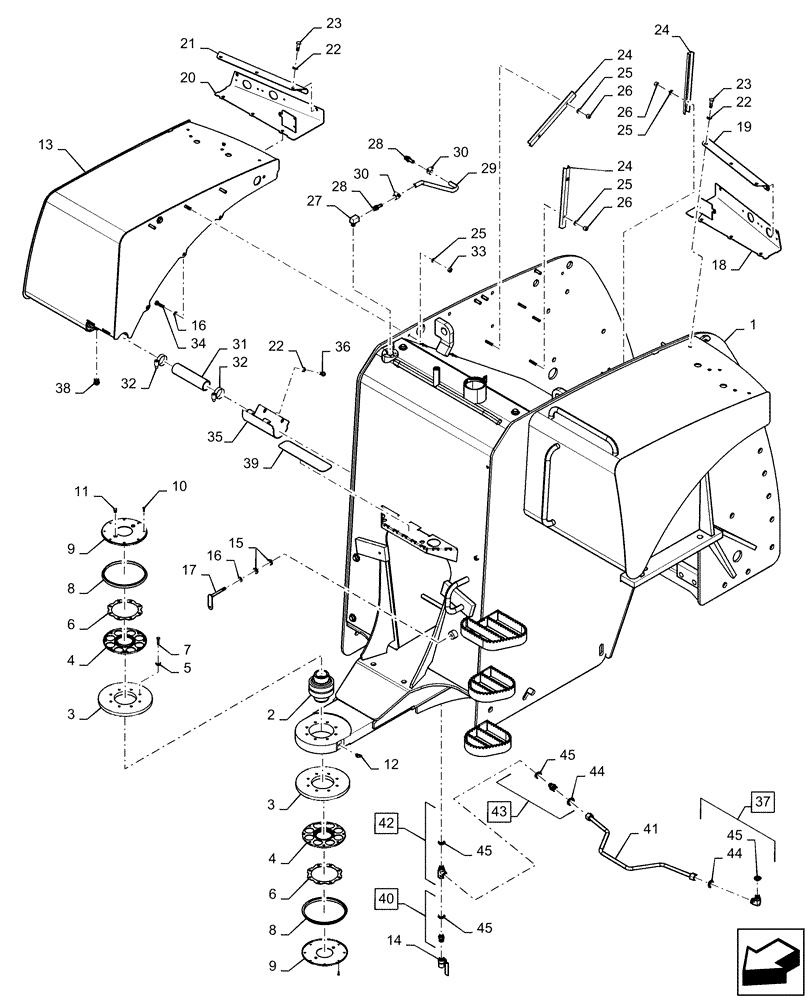 Схема запчастей Case IH STEIGER 470 - (39.100.AS[04]) - REAR FRAME, 400, 420, 450, 470, ASN ZEF303001 (39) - FRAMES AND BALLASTING