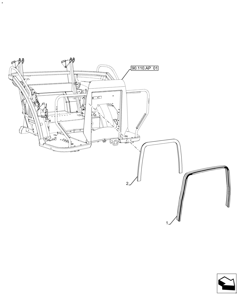 Схема запчастей Case IH FARMALL 130A - (90.100.AU[04]) - VAR - 393315 - HOOD, SEAL, W/O CAB (90) - PLATFORM, CAB, BODYWORK AND DECALS