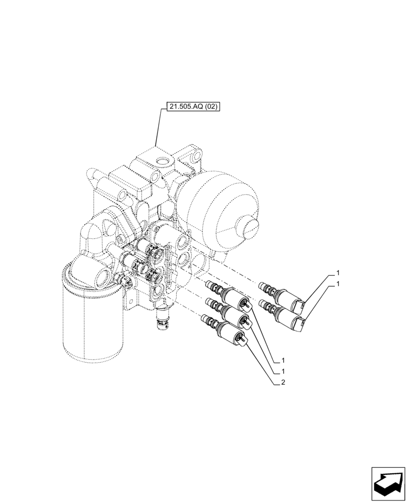 Схема запчастей Case IH PUMA 150 CVT - (55.024.AH[03]) - VAR - 391138, 758022 - TRANSMISSION CONTROL VALVE, SOLENOID (55) - ELECTRICAL SYSTEMS