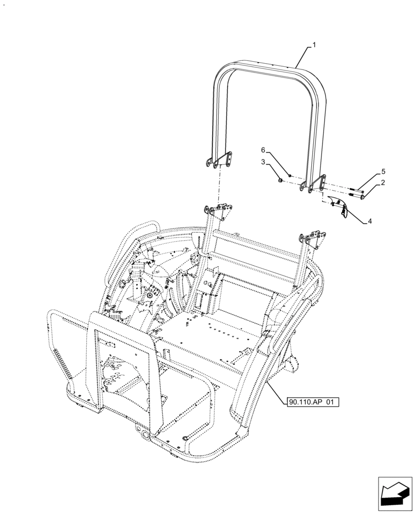 Схема запчастей Case IH FARMALL 130A - (90.114.AQ) - VAR - 393315 - ROPS, W/O CAB (90) - PLATFORM, CAB, BODYWORK AND DECALS