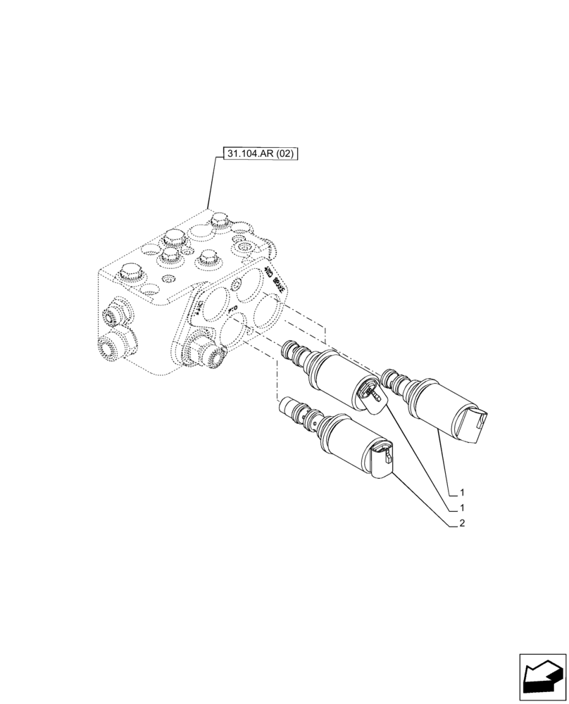 Схема запчастей Case IH PUMA 150 CVT - (55.049.AD[01]) - VAR - 391138, 758022 - PTO, CONTROL VALVE, SOLENOID (55) - ELECTRICAL SYSTEMS