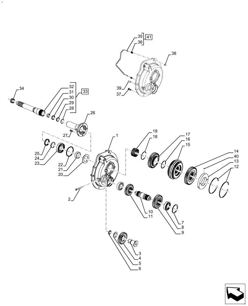 Схема запчастей Case IH FARMALL 120A - (21.140.AR) - VAR - 390340 - FRONT COVER 8X8, MECHANICAL REVERSE (21) - TRANSMISSION