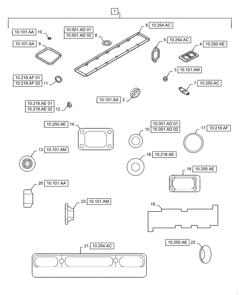 Схема запчастей Case IH RPZ145 - (10.101.AA[02]) - VALVE GRIND GASKET KIT (10) - ENGINE