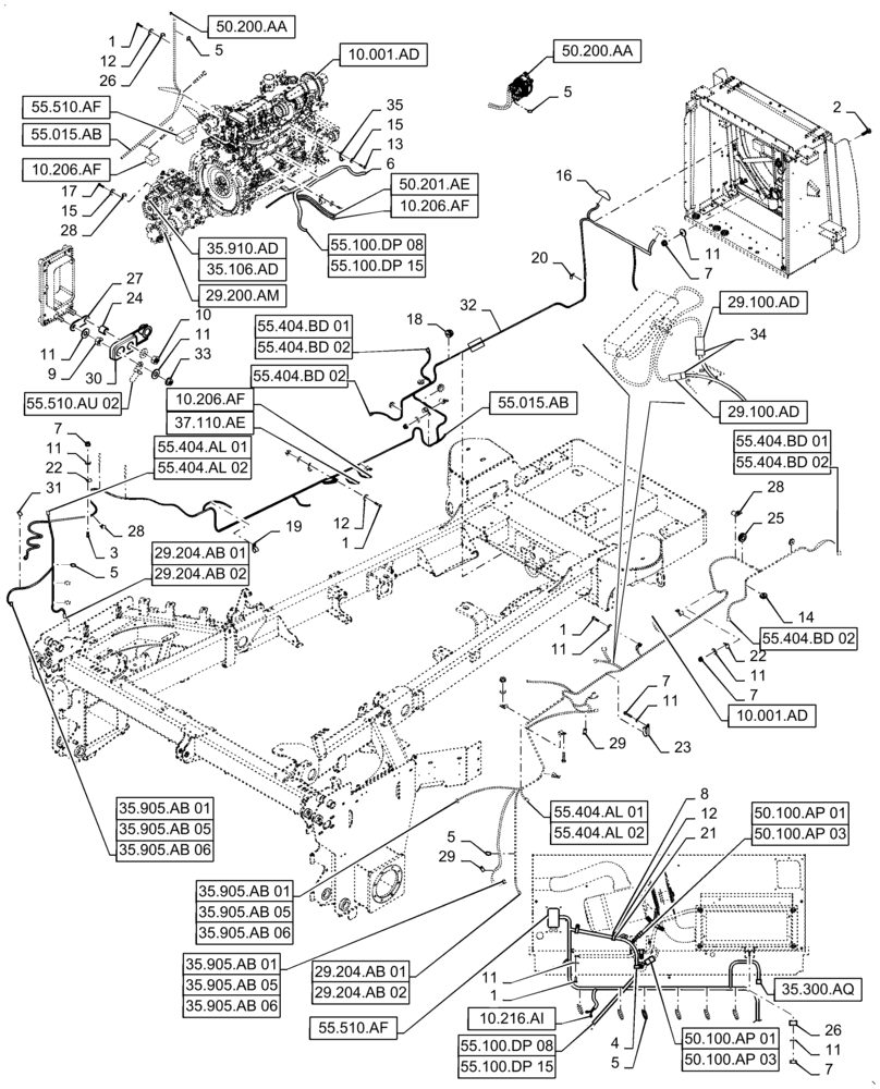 Схема запчастей Case IH WD2504 - (55.100.BZ) - REAR FRAME ELECTRIC SYSTEM CONTROL (55) - ELECTRICAL SYSTEMS
