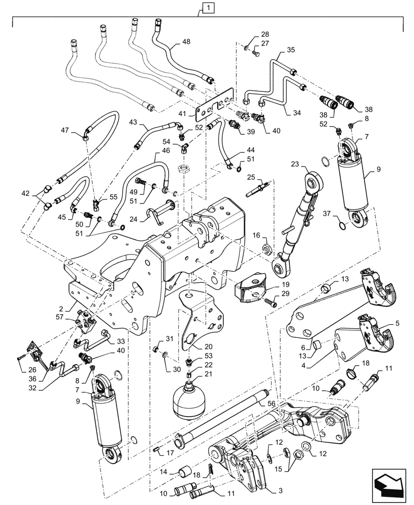 Схема запчастей Case IH MAGNUM 310 - (37.162.AF[02]) - VAR- 330813, 330847, 336831, 429355 - FRONT, 3 POINT HITCH, 5T (37) - HITCHES, DRAWBARS & IMPLEMENT COUPLINGS
