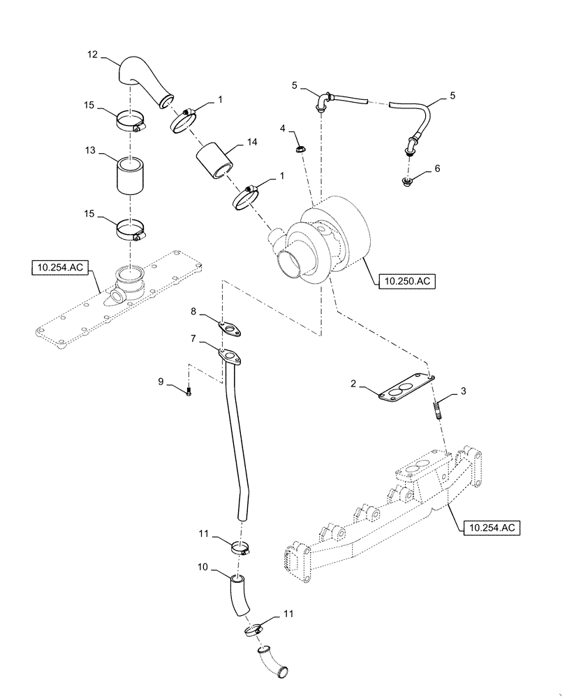 Схема запчастей Case IH RPZ125 - (10.250.AE) - TURBOCHARGER & RELATED PARTS (10) - ENGINE