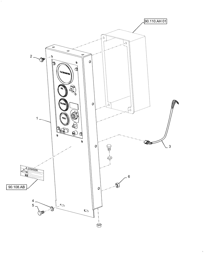 Схема запчастей Case IH RPZ145 - (90.110.AH[02]) - CONTROL PANEL AND HARNESS (90) - PLATFORM, CAB, BODYWORK AND DECALS