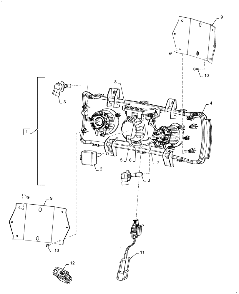 Схема запчастей Case IH MAGNUM 340 - (55.404.BS[01]) - WORK LIGHT, HOOD, CENTER - HID / HALOGEN (55) - ELECTRICAL SYSTEMS