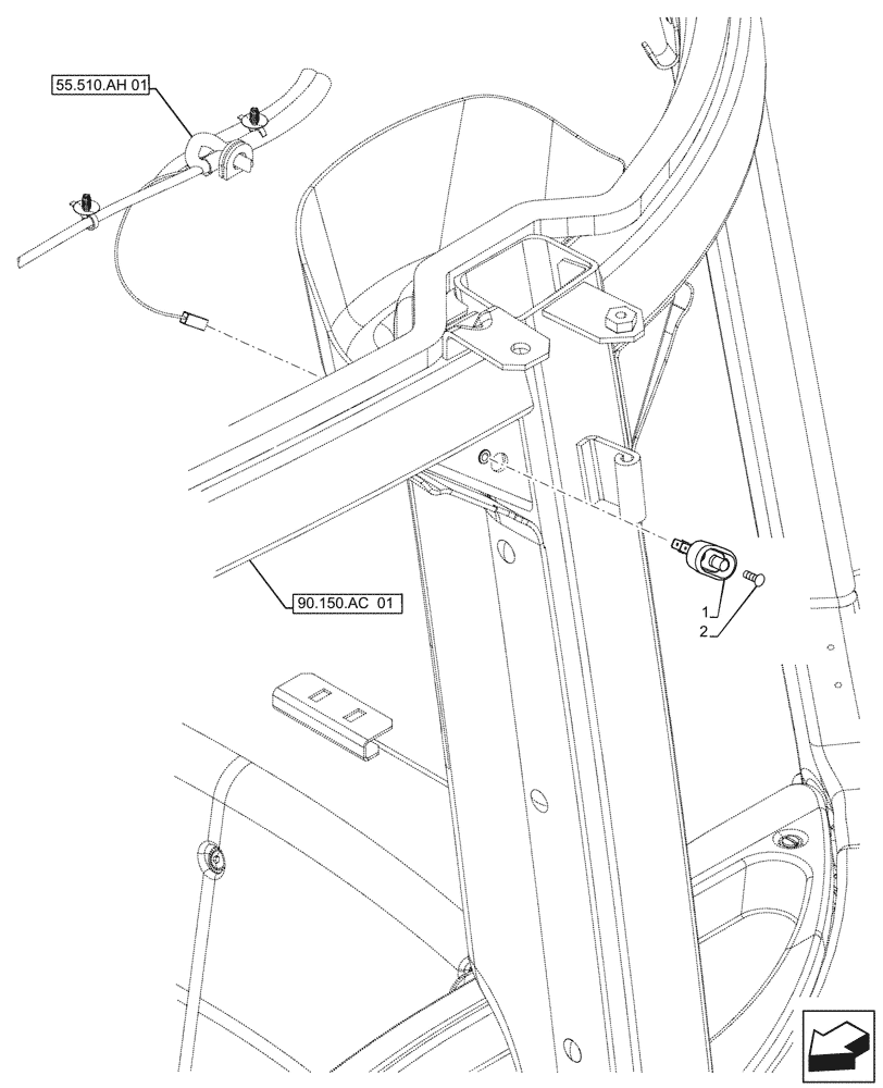 Схема запчастей Case IH FARMALL 120A - (55.514.AW) - VAR - 391610 - SWITCH, INTERIOR LIGHT, CAB (55) - ELECTRICAL SYSTEMS