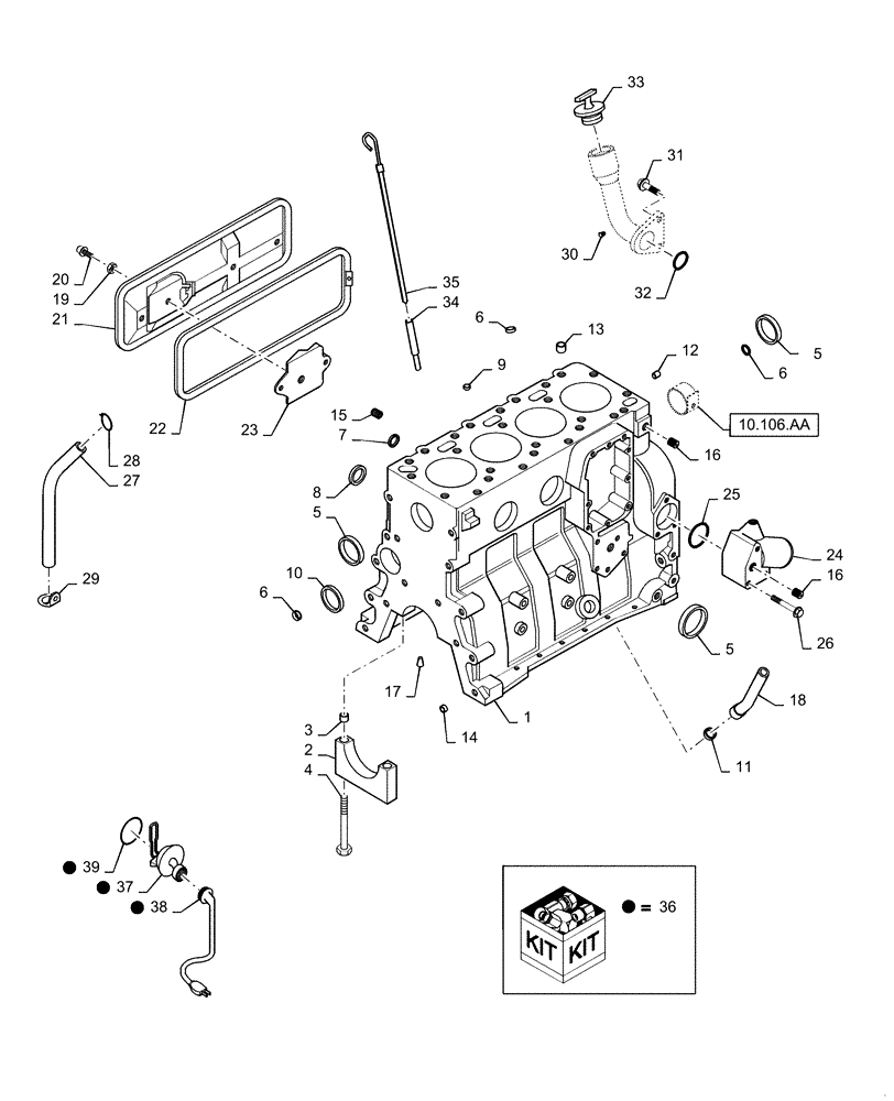 Схема запчастей Case IH RPZ85 - (10.001.AD[02]) - CYLINDER BLOCK & RELATED PARTS (10) - ENGINE