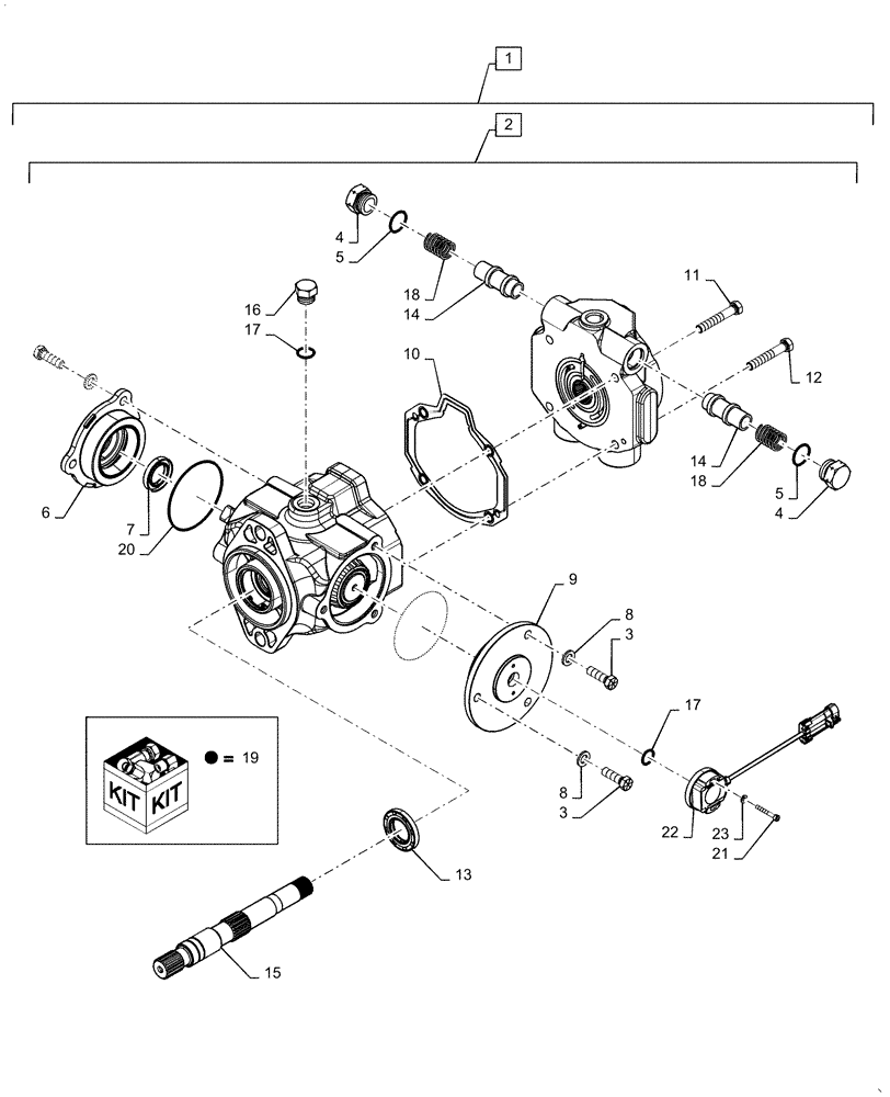 Схема запчастей Case IH WD2303 - (29.218.AG[02]) - PUMP, HYDROSTATIC 15T, 16/32 INPUT SHAFT (29) - HYDROSTATIC DRIVE