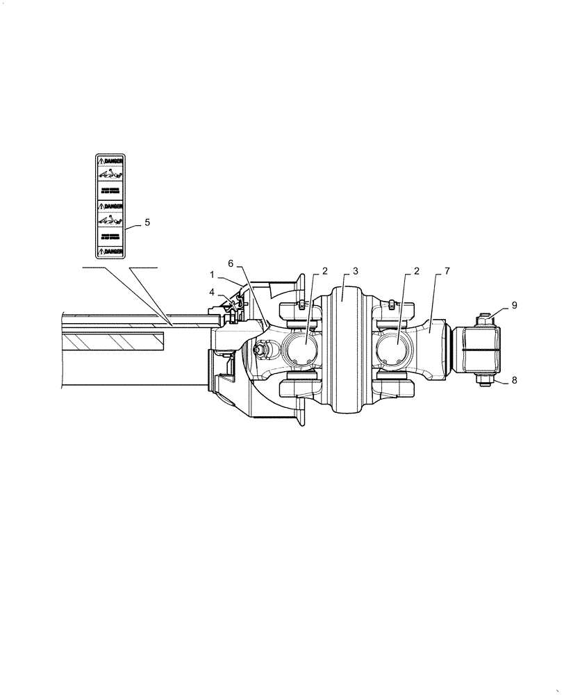 Схема запчастей Case IH DC102 - (01.08[01]) - SECONDARY PTO, FRONT HALF SHAFT, WEASLER (01) - PTO DRIVE SHAFT