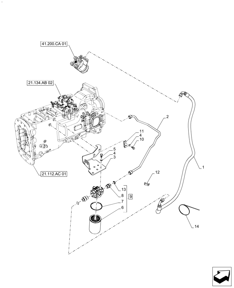 Схема запчастей Case IH FARMALL 120A - (41.200.AL) - VAR - 330059, 330061 - HYDRAULIC STEERING, OIL FILTER, POWERSHUTTLE (41) - STEERING