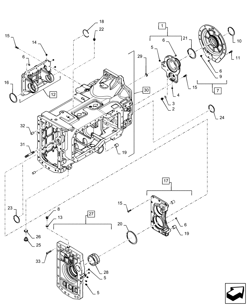 Схема запчастей Case IH MAGNUM 220 - (21.504.AK[01]) - VAR- 420104, 420105 - TRANSMISSION HOUSING - CVT (21) - TRANSMISSION