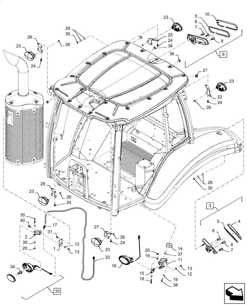Схема запчастей Case IH MAGNUM 220 - (55.404.BS[02]) - HOLOGEN SIGNAL LIGHTS - ASN ZERH08100 (55) - ELECTRICAL SYSTEMS