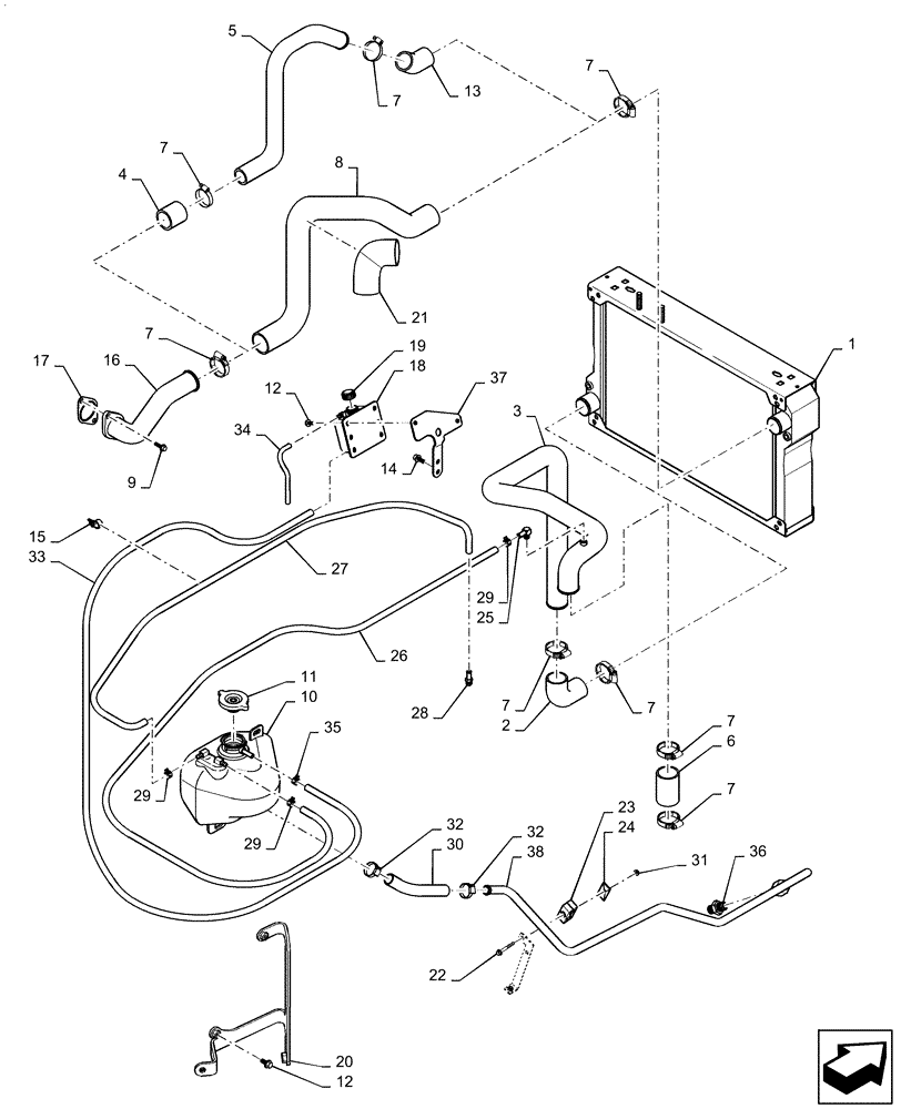 Схема запчастей Case IH MX305 - (02-03) - DEAERATION SYSTEM (02) - ENGINE