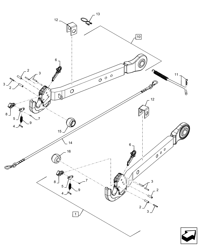 Схема запчастей Case IH MAGNUM 310 - (37.120.AO[04]) - VAR - 429408, 429409, 429410 - HITCH - LOWER LIFT LINKS - CATEGORY IV (37) - HITCHES, DRAWBARS & IMPLEMENT COUPLINGS